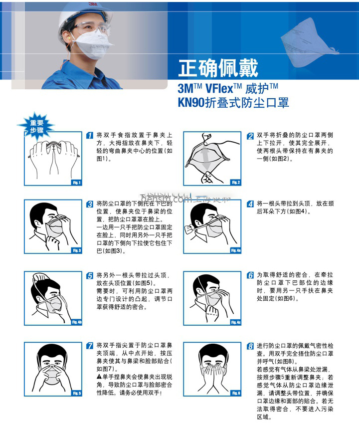 <a href='https://www.jcehs.cn/3m'>3M</a> KN90 VFlex威护折叠式<a href='https://www.jcehs.cn/fangchenkouzhao'>防尘口罩 </a>戴法