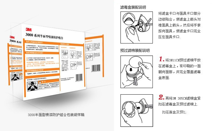 <a href='https://www.jcehs.cn/3m'>3M</a>3200化工喷漆<a href='https://www.jcehs.cn/fangdumianjv'>防毒面具</a>组装方法图示